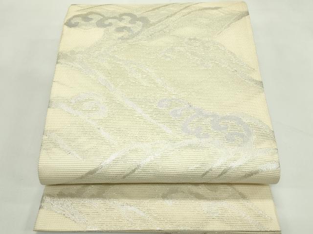平和屋着物＊夏物　六通柄袋帯　立波文　銀糸　正絹　逸品　CABL5350rv