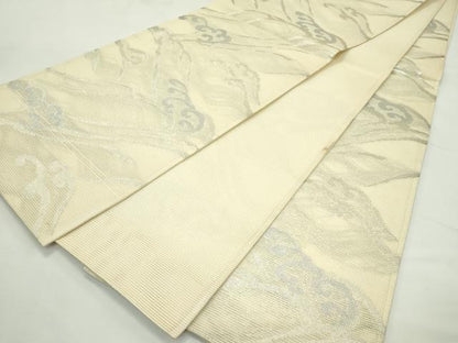 平和屋着物＊夏物　六通柄袋帯　立波文　銀糸　正絹　逸品　CABL5350rv