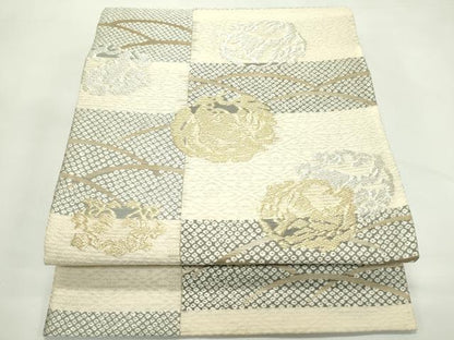 平和屋着物＊夏物　六通柄袋帯　しば草　金銀糸　正絹　逸品　CABL5351rv