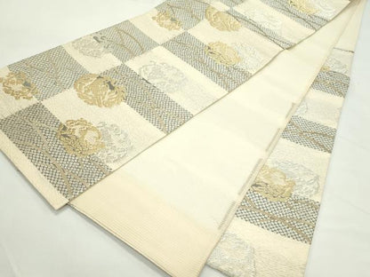 平和屋着物＊夏物　六通柄袋帯　しば草　金銀糸　正絹　逸品　CABL5351rv