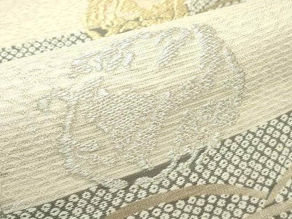 平和屋着物＊夏物　六通柄袋帯　しば草　金銀糸　正絹　逸品　CABL5351rv