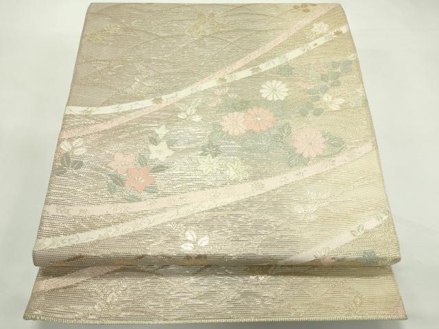 平和屋着物＊夏物　六通柄袋帯　秋草文　金糸　正絹　逸品　CABL5360rv