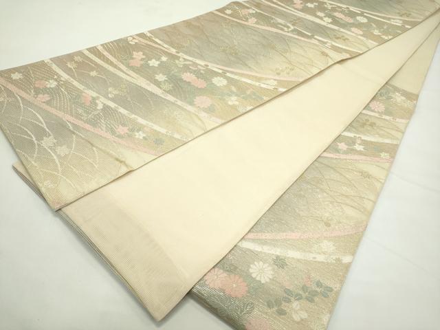 平和屋着物＊夏物　六通柄袋帯　秋草文　金糸　正絹　逸品　CABL5360rv