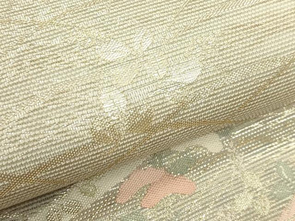 平和屋着物＊夏物　六通柄袋帯　秋草文　金糸　正絹　逸品　CABL5360rv