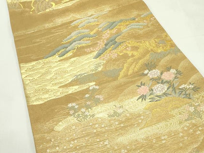 平和屋着物＊夏物　六通柄袋帯　陣壁の世界　金糸　正絹　逸品　CABL5362rv