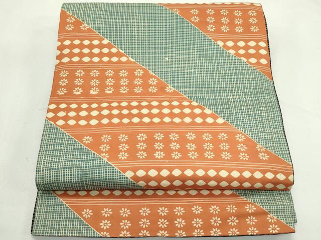 平和屋着物＊夏物　アンティーク　大正ロマン　両面　六通柄　京袋帯　唐織　竜田川　黒地　正絹　逸品　CABL5366rv