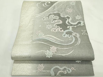平和屋着物＊夏物　六通柄袋帯　竜田川　銀糸　正絹　逸品　CABL5372rv