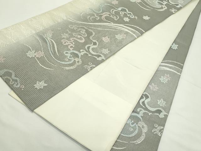平和屋着物＊夏物　六通柄袋帯　竜田川　銀糸　正絹　逸品　CABL5372rv