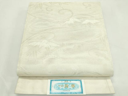 平和屋着物＊夏物　六通柄袋帯　流水笹文　銀糸　正絹　逸品　未使用　CABL5376rv