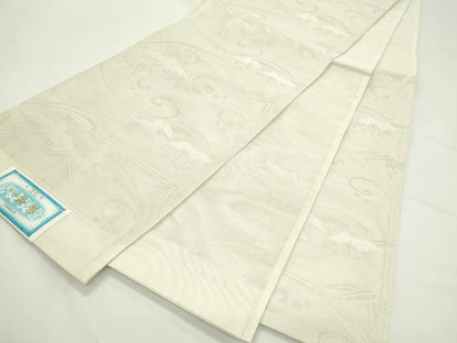 平和屋着物＊夏物　六通柄袋帯　流水笹文　銀糸　正絹　逸品　未使用　CABL5376rv
