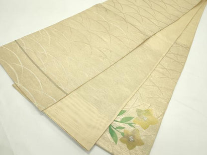 平和屋着物＊夏物　太鼓柄袋帯　秋草文　金銀糸　正絹　逸品　CABL5380rv