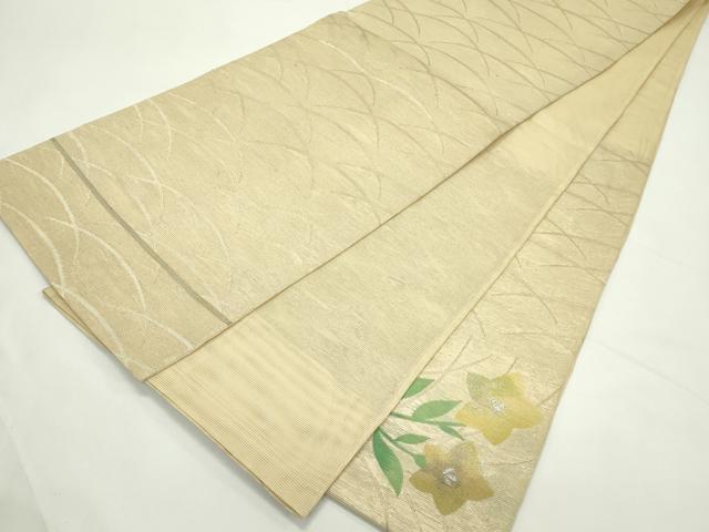 平和屋着物＊夏物　太鼓柄袋帯　秋草文　金銀糸　正絹　逸品　CABL5380rv
