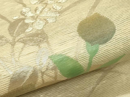 平和屋着物＊夏物　太鼓柄袋帯　秋草文　金銀糸　正絹　逸品　CABL5380rv