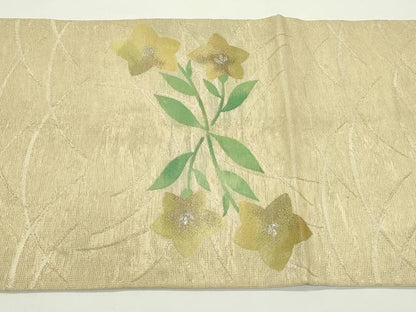 平和屋着物＊夏物　太鼓柄袋帯　秋草文　金銀糸　正絹　逸品　CABL5380rv