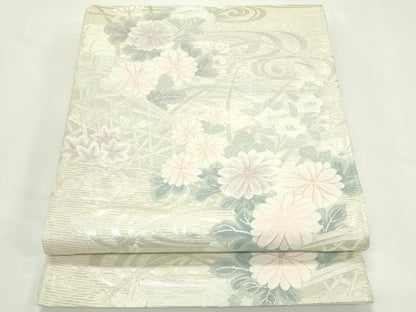 平和屋着物＊夏物　六通柄袋帯　秋草文　銀糸　正絹　逸品　未使用　CABL5382rv