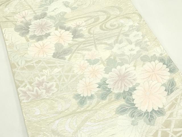 平和屋着物＊夏物　六通柄袋帯　秋草文　銀糸　正絹　逸品　未使用　CABL5382rv