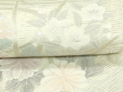平和屋着物＊夏物　六通柄袋帯　秋草文　銀糸　正絹　逸品　未使用　CABL5382rv