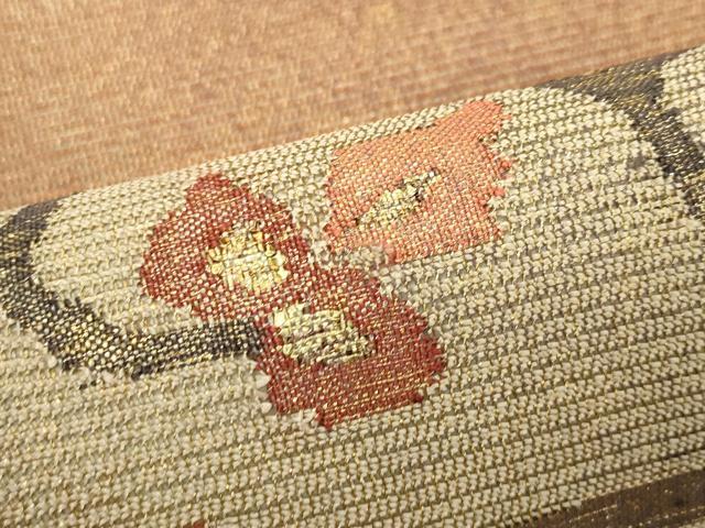 平和屋着物＊夏物　太鼓柄袋帯　更紗唐草文　金糸　正絹　逸品　未使用　CABL5387rv