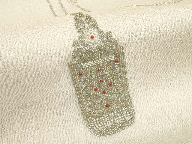 平和屋着物＊夏物　太鼓柄袋帯　刺繍　ビーズ　抽象文　金銀糸　正絹　逸品　未使用　CABL5388rv