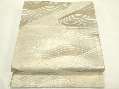 平和屋着物＊夏物　六通柄袋帯　立波文　金糸　正絹　逸品　CABL5391rv
