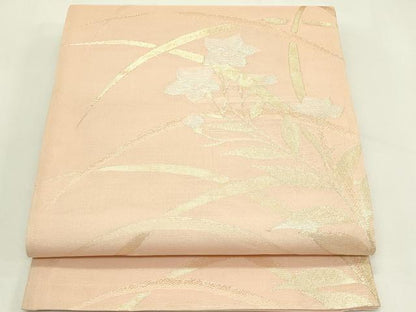 平和屋着物＊夏物　六通柄袋帯　草花文　金銀糸　正絹　逸品　CABL5393rv