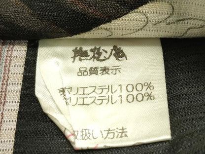 平和屋着物＊夏物　撫松庵　両面　全通柄　京袋帯　飛鶴文様　黒地　未使用　CABL5403rv