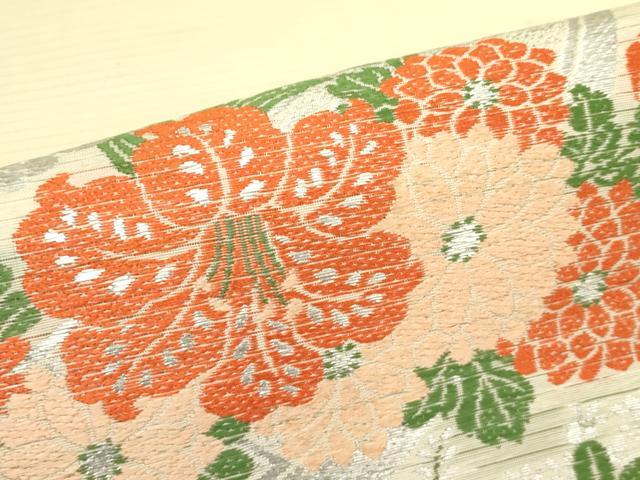 平和屋着物＊夏物　アンティーク　大正ロマン　丸帯　引き抜き帯　唐織　花筏文　銀糸　正絹　逸品　CABL5406rv