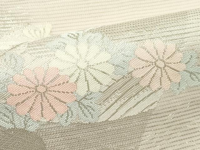 平和屋着物＊夏物　六通柄袋帯　秋草文　銀糸　正絹　逸品　CABL5412rv