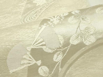 平和屋着物＊夏物　六通柄袋帯　唐織　扇面秋草文　銀糸　正絹　逸品　CABL5413rv