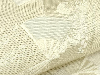 平和屋着物＊夏物　六通柄袋帯　唐織　扇面秋草文　銀糸　正絹　逸品　CABL5413rv