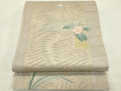 平和屋着物＊夏物　六通柄袋帯　椿と水仙　金糸　正絹　逸品　未使用　CABL5414rv