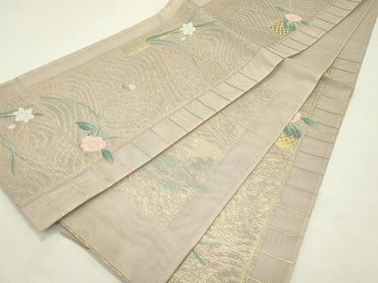平和屋着物＊夏物　六通柄袋帯　椿と水仙　金糸　正絹　逸品　未使用　CABL5414rv