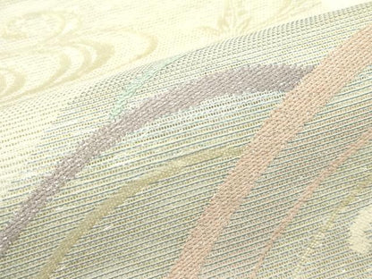 平和屋着物＊夏物　六通柄袋帯　立波草花文　金糸　正絹　逸品　CABL5416rv