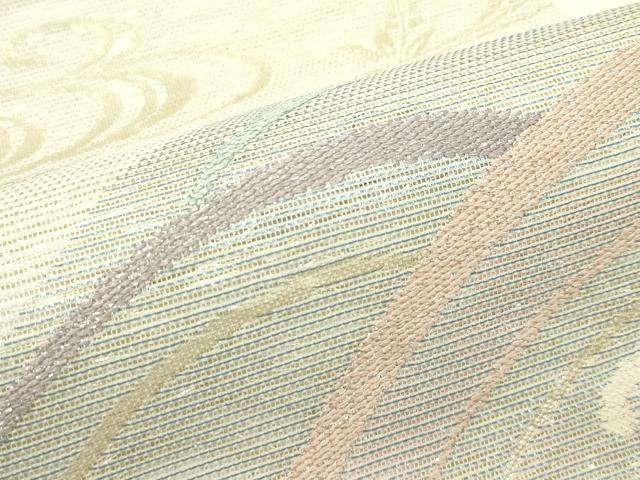平和屋着物＊夏物　六通柄袋帯　立波草花文　金糸　正絹　逸品　CABL5416rv