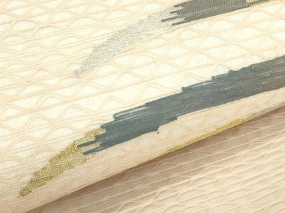 平和屋着物＊夏物　太鼓柄袋帯　すくい織　芝草文　金銀糸　正絹　逸品　未使用　CABL5417rv