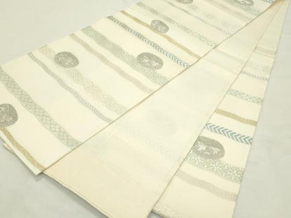 平和屋着物＊夏物　六通柄袋帯　唐織　金魚　横段文　銀糸　正絹　逸品　CABL5419rv