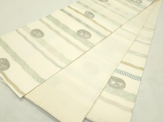 平和屋着物＊夏物　六通柄袋帯　唐織　金魚　横段文　銀糸　正絹　逸品　CABL5419rv