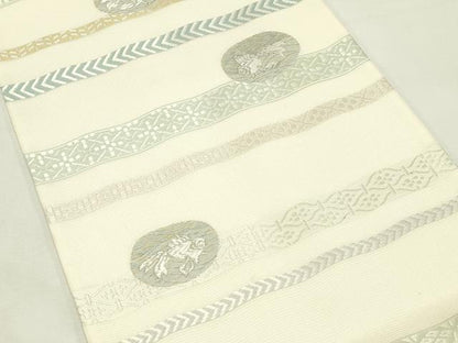 平和屋着物＊夏物　六通柄袋帯　唐織　金魚　横段文　銀糸　正絹　逸品　CABL5419rv