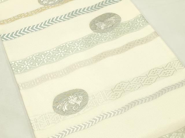 平和屋着物＊夏物　六通柄袋帯　唐織　金魚　横段文　銀糸　正絹　逸品　CABL5419rv