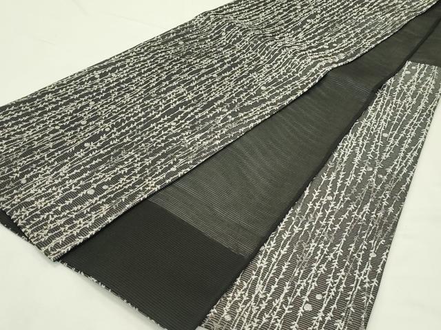 平和屋着物＊夏物　六通柄袋帯　草木文　黒地　正絹　逸品　CABL5422rv