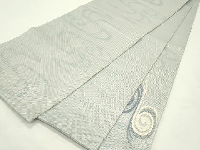 平和屋着物＊夏物　太鼓柄袋帯　スワトウ刺繍　光琳水　銀糸　正絹　逸品　CABL5423rv