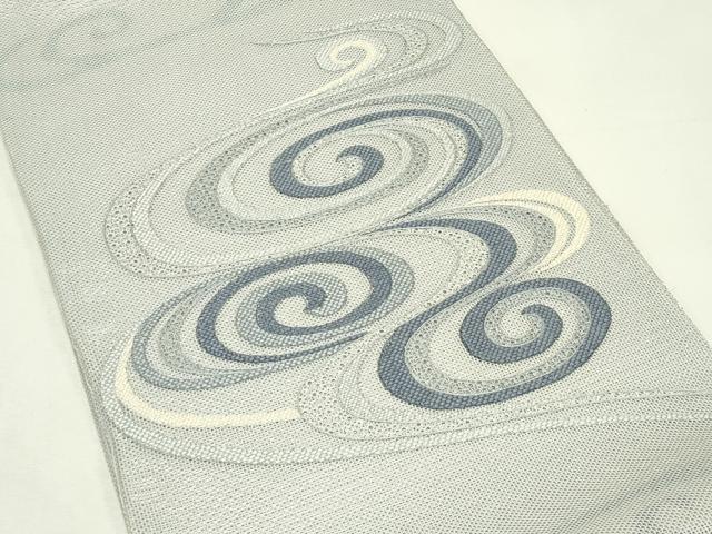平和屋着物＊夏物　太鼓柄袋帯　スワトウ刺繍　光琳水　銀糸　正絹　逸品　CABL5423rv