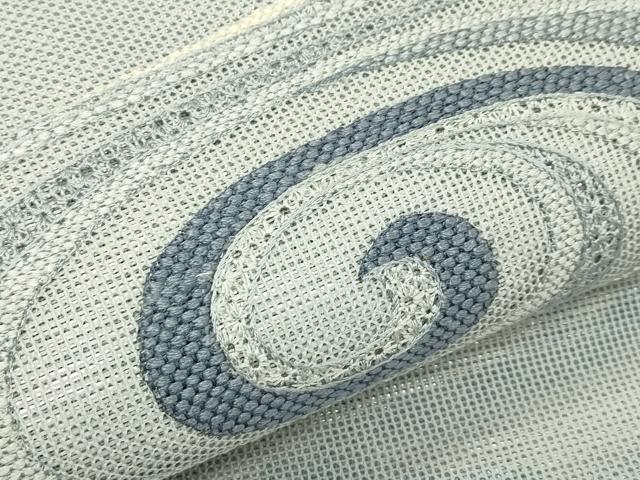 平和屋着物＊夏物　太鼓柄袋帯　スワトウ刺繍　光琳水　銀糸　正絹　逸品　CABL5423rv