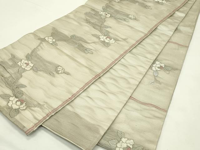 平和屋着物＊夏物　六通柄袋帯　枝牡丹　銀糸　正絹　逸品　CABL5429rv
