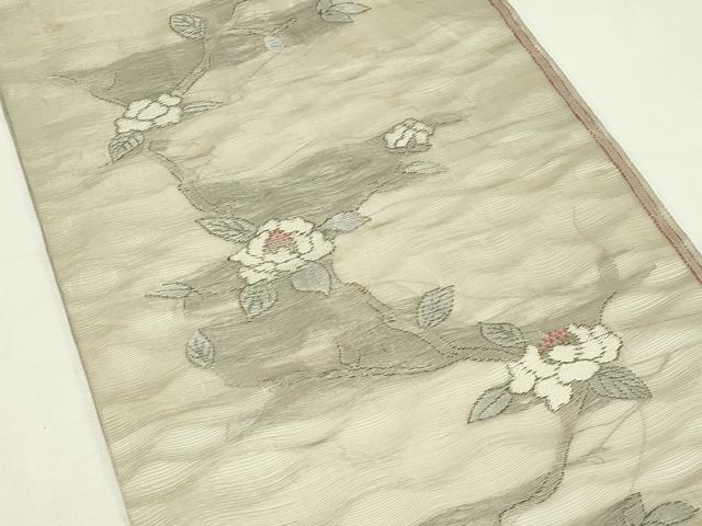 平和屋着物＊夏物　六通柄袋帯　枝牡丹　銀糸　正絹　逸品　CABL5429rv