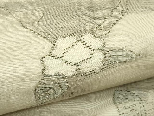 平和屋着物＊夏物　六通柄袋帯　枝牡丹　銀糸　正絹　逸品　CABL5429rv