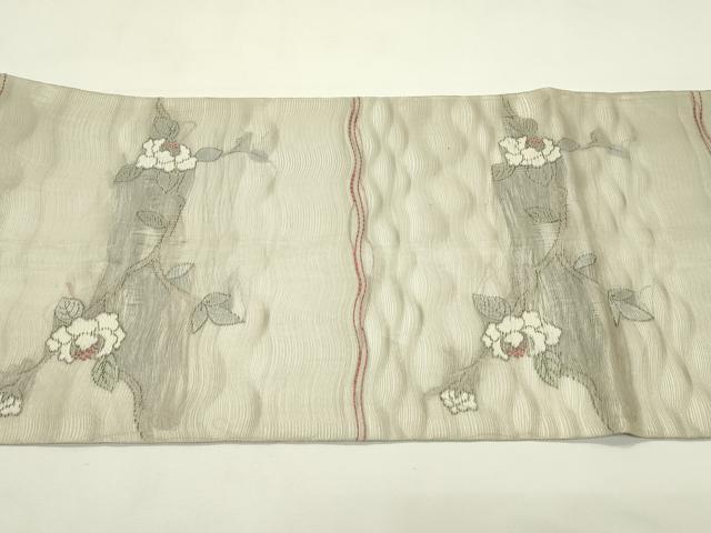 平和屋着物＊夏物　六通柄袋帯　枝牡丹　銀糸　正絹　逸品　CABL5429rv