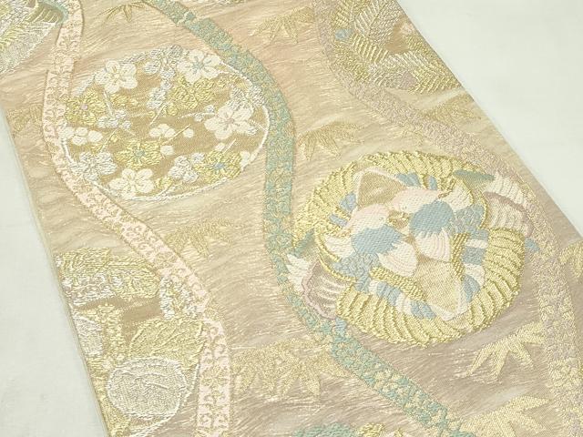 平和屋着物＊夏物　六通柄袋帯　唐織　立涌鴛鴦花文　金銀糸　正絹　逸品　CABL5430rv