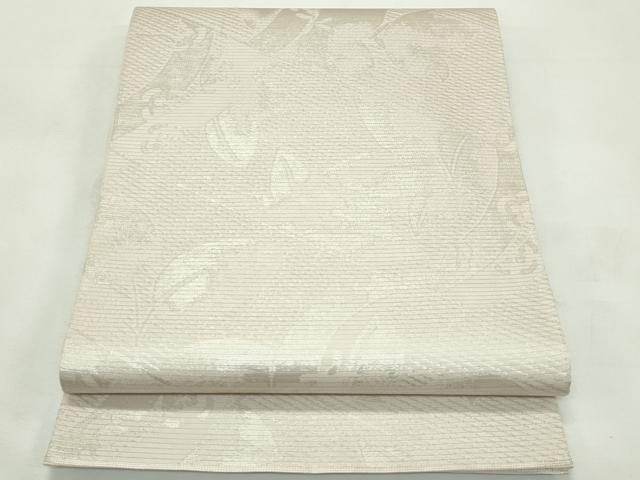 平和屋着物＊夏物　西陣　川島織物　六通柄　本袋帯　草花文　銀糸　正絹　逸品　CABL5431rv