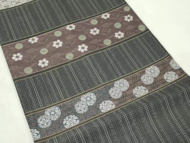 平和屋着物＊夏物　西陣　まいづる謹製　六通柄袋帯　夏利休　横段花文　反端付き　正絹　逸品　CABL5432rv